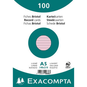 Exacompta Karteikarten A5 lin 100St/Pkg rosa