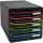 Exacompta EXACOMPTA Schubladenbox Big Box Plus - A4+, 5 offene Laden, schwarz/harlekin/schwarz