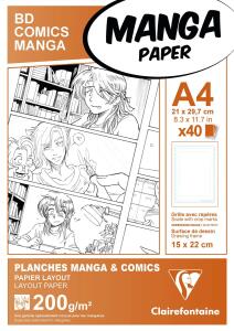 Clairefontaine Manga Etui BDComic A4 40Bl GS 200g