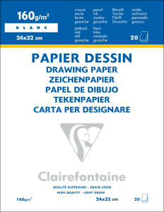 Clairefontaine Zeichenblock kopfs gel  24x32 160g 20Bl