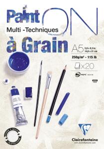 Clairefontaine PaintOn gekörnt A5 250g weiß 20Bl