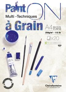 Clairefontaine PaintOn gekörnt A4 250g weiß 20Bl