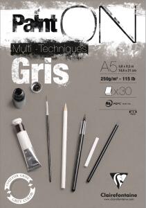 Clairefontaine PaintOn gr Fgekörnt A5 250g 30Bl