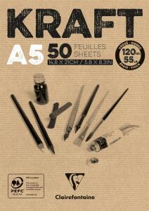 Clairefontaine Block A5 Kraftpapier braun 120g 50Bl