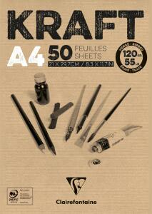 Clairefontaine Block A4 Kraftpapier braun 120g 50Bl