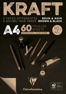 Clairefontaine Block A4 Kraft braun/schwarz 90g 60Bl