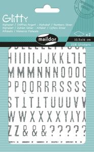 Maildor Glitty A6 Buchstaben&Zahlen silber 2Bg