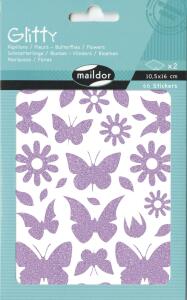 Clairefontaine Glitty A6 Schmetterl&Blumen violett 2Bg