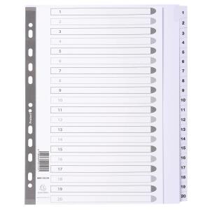Exacompta Register A4+ Karton 20tlg 1-20 weiss