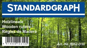 Standardgraph Holzlineal 20 cm mit Stahleinlage im 30er Display