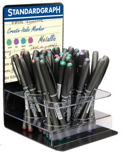 Standardgraph Creativ Italic Marker mit 4 Ringen à 10 Markern in grün türkis lila und pink im Display