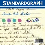 Standardgraph Creativ Italic Marker mit 4 Ringen à 10 Markern in grün türkis lila und pink im Display