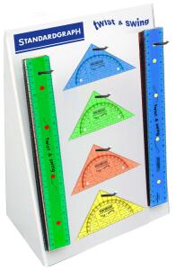 Standardgraph Twist & Swing OFFICE  24 Lineale 30 cm 24 Geometriedreiecke 16 cm unzerbrechlich zum abheften farbig sortiert im Display