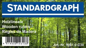 Standardgraph Holzlineal 17 + 20 cm mit Stahleinlage je 15 Stück im 30er Display