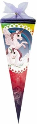 Nestler Schultüte Tüllv. 35 cm rund Pegasus - Regenbogenbunt