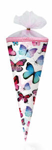 Nestler Schultüte Tüllv. 22 cm rund Schmetterling