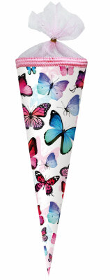 Nestler Schultüte Tüllv. 35 cm rund Schmetterling