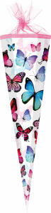 Nestler Schultüte Tüllv. 85 cm 6-eckig Schmetterling