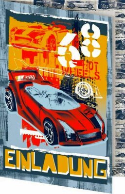 Nestler Einladungskarte 17 x 12 cm Hot Wheels Liz. Mattel