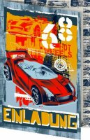 Nestler Einladungskarte 17 x 12 cm Hot Wheels Liz. Mattel