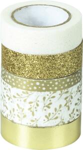 HEYDA 203584519 Deko Tapes Effekt Mix Rollen-Breite 06 cm - 18 cm Länge 2 m - 65 m Papier-Tapes goldfarben