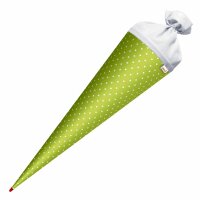 Roth Basteltüte, Hellgrün - weiße Herzen, 70 cm, rund, Rot(h)-Spitze