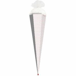 Roth Basteltüte, Weiß - rote Punkte, 85 cm, eckig, Rot(h)-Spitze