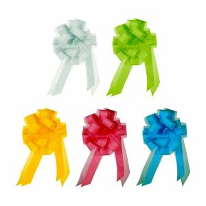 Roth  Ziehschleife mit Tüll, farbig gemischt, Ø 19 cm, 5-farbig sort., 10er Box