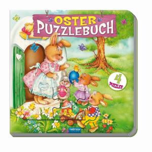 Trötsch Oster-Puzzlebuch 4 Puzzles 14,5 x 14,5 x 2,4 cm, 10 S.,  Watt. Einband mit Glitzer