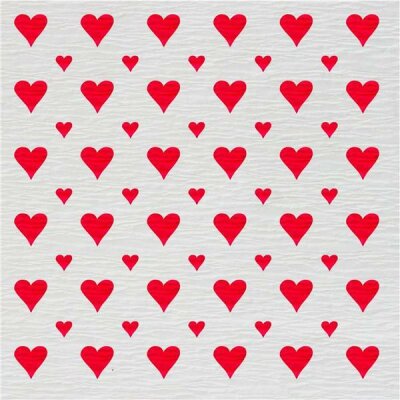 Krepp-Papier 2,50 x 0,50 m weiß mit Herzen 1 Rolle