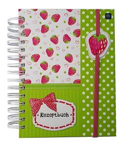 Dickes Rezeptbuch mit Hardcover Deckel Motiv: ErdbeereA5