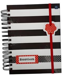 Dickes Rezeptbuch mit Hardcover Deckel Motiv: Schwarz+WeißA5