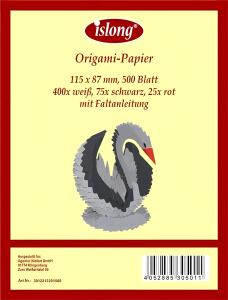 Origami Papier 115x87mm 500 Blatt 400ws/75sw/25rt Schwan Faltanleitung