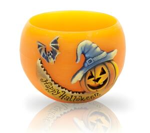 Halloween Lampion m Teelichteinsatz 1 Teelicht orange rund 120mm x90mm
