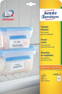 Zweckform Tiefkühletiketten 63,5x33,9 weiß L7970-25 Spezial-Papier, kälteresistent, für alle