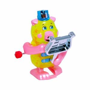 Wind Ups Aufzieh-Figur Domino Schwein mit Xylophon