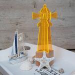 Elliot Lichtzauber Leuchtturm 3D 10cm orang Holzsockel 3x3cm