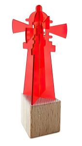 Elliot Lichtzauber Leuchtturm 3D 10cm rot Holzsockel 3x3cm