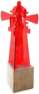 Elliot Lichtzauber Leuchtturm 3D 20cm rot Holzsockel 5x5cm
