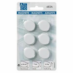 Alco Haftmagnet 7mm Ø 24mm weiß 6 Stück