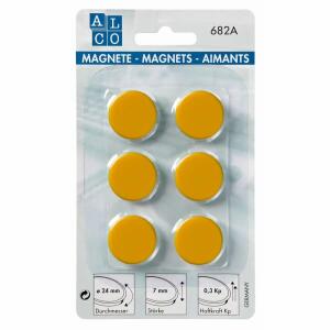 Alco Haftmagnet 7mm Ø 24mm gelb 6 Stück