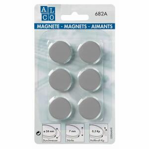Alco Haftmagnet 7mm Ø 24mm grau 6 Stück