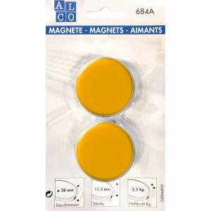 Alco Kraftmagnet 13,5mm Ø 38mm gelb 2 Stück