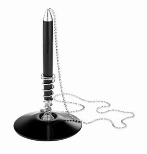 Alco Kugelschreiberständer Metall mit Kette schwarz