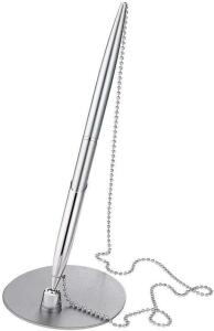 Alco Kugelschreiberständer Metall mit Kette silber