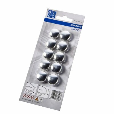 Alco Haftmagnete 8mm Ø 20mm silber 10 Stück