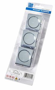 Alco Magnetklemmer 38x45mm silber 3 Stück