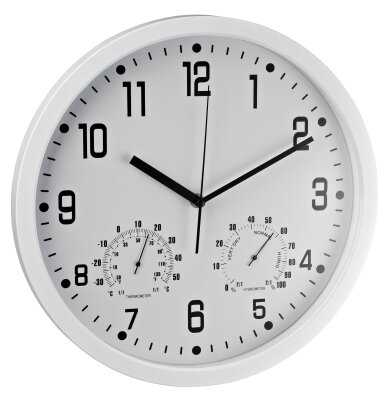 Alco Wanduhr Kunststoff Ø350mm Ziffernblatt und Gehäuse weiß