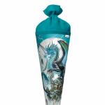 Motiv-Schultüte Eisdrache 70cm rund Rot(h)-Spitze Filzverschluss