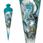 Motiv-Schultüte Eisdrache 70cm rund Rot(h)-Spitze Filzverschluss